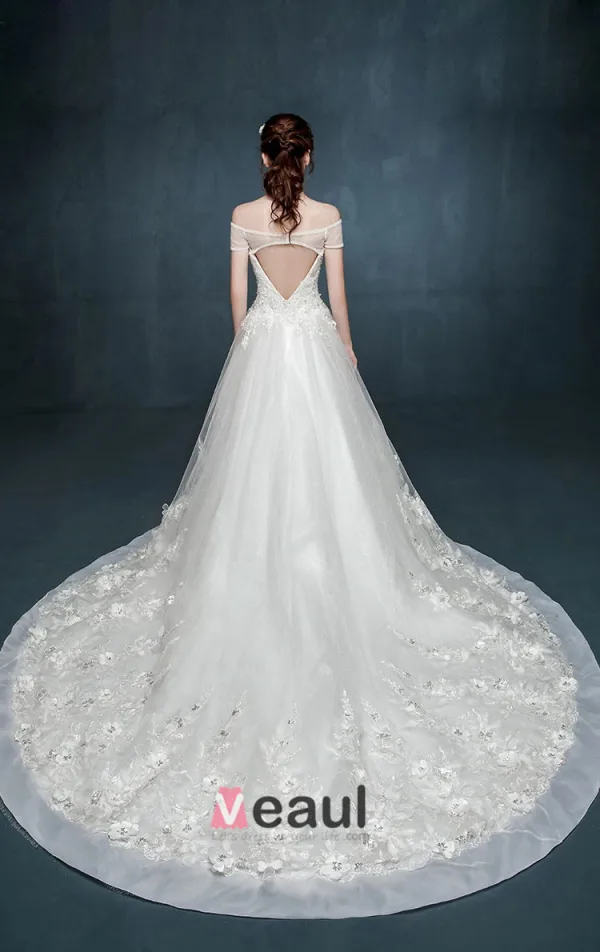 Parole Epaule Dentelle De Fuite A Long Mariage Romantique Habiller La Mariée Gorn