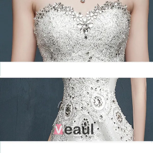 2015 Bra-type Summer Beading Luxury Long Trailing Wedding Dress