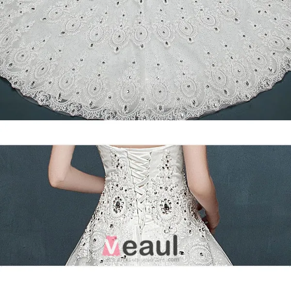 2015 Bra-type Summer Beading Luxury Long Trailing Wedding Dress