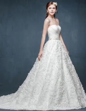 2015 Bra Type Flowers Waist Big Yards Pregnant Bride Wedding Dress