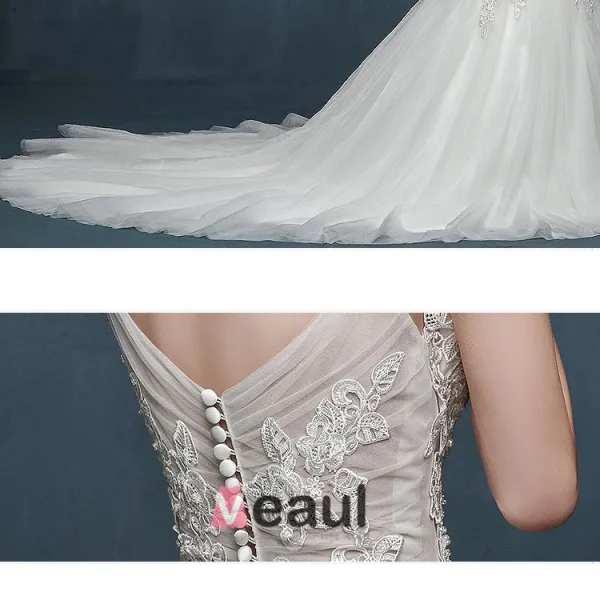 2015 Fashion Double Shoulder Fishtail Lace Collar Vest Sexy Halter Trailing Wedding Dress
