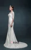 V-neck Z Dlugim Rekawem Slim Cienka Koronkowa Suknia Ślubna Fishtail