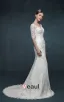 V-neck Z Dlugim Rekawem Slim Cienka Koronkowa Suknia Ślubna Fishtail
