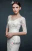 V-neck Z Dlugim Rekawem Slim Cienka Koronkowa Suknia Ślubna Fishtail