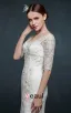 V-neck Z Dlugim Rekawem Slim Cienka Koronkowa Suknia Ślubna Fishtail