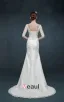 V-neck Z Dlugim Rekawem Slim Cienka Koronkowa Suknia Ślubna Fishtail