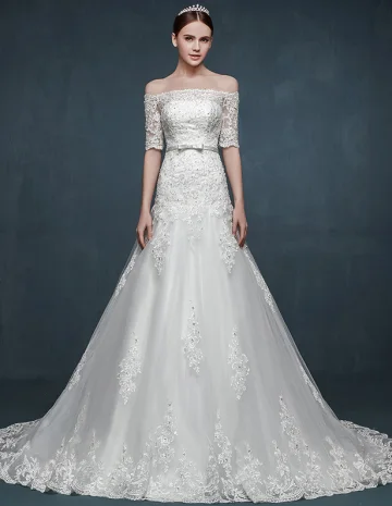 Romantique Mot Fuite Epaule Slim Mince Robe De Mariée