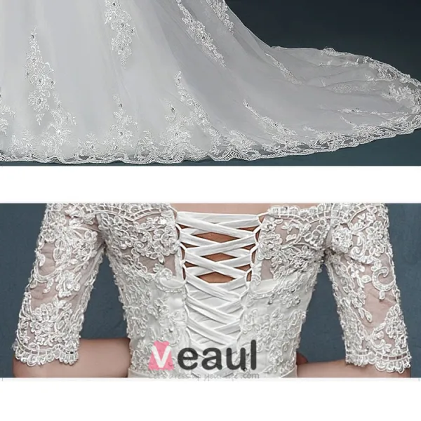 2015 Romantic Trailing Word Shoulder Slim Thin Bridal Dress