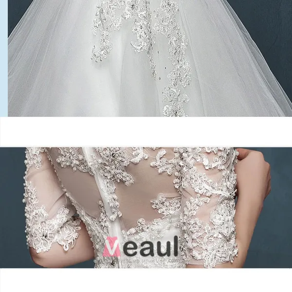 2015 Half Sleeve Word Shoulder Fishtail Lace Trailing Wedding Dress