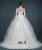 2015 Winter Thick Long-sleeved Lace Boat Neck Wedding Dress