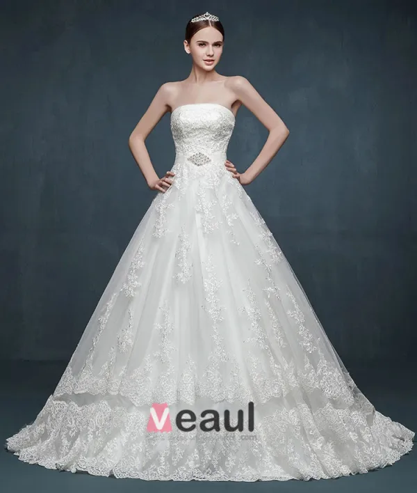 Luxe Douce A Long-tailing Grands Chantiers Beading Robe De Mariée De Mariée
