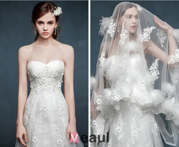 Robe De Mariée En Dentelle Romantique Blanche Bustier Robe De Mariage Avec Double Arrière