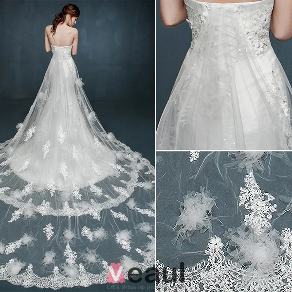 Robe De Mariée En Dentelle Romantique Blanche Bustier Robe De Mariage Avec Double Arrière