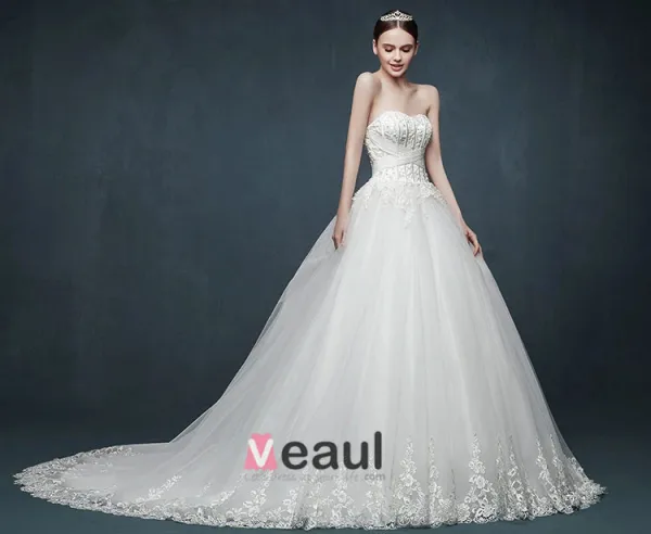 2015 Autumn Or Winter Luxury Noble Bridal Trailing Floor-length Wedding Dress