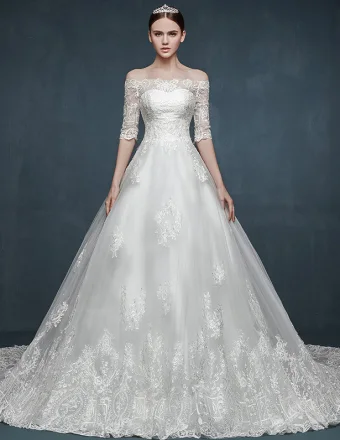 Vestido De Boda Elegante De Largo Arrastre Temperamento De Encaje De Novia De Invierno 2015
