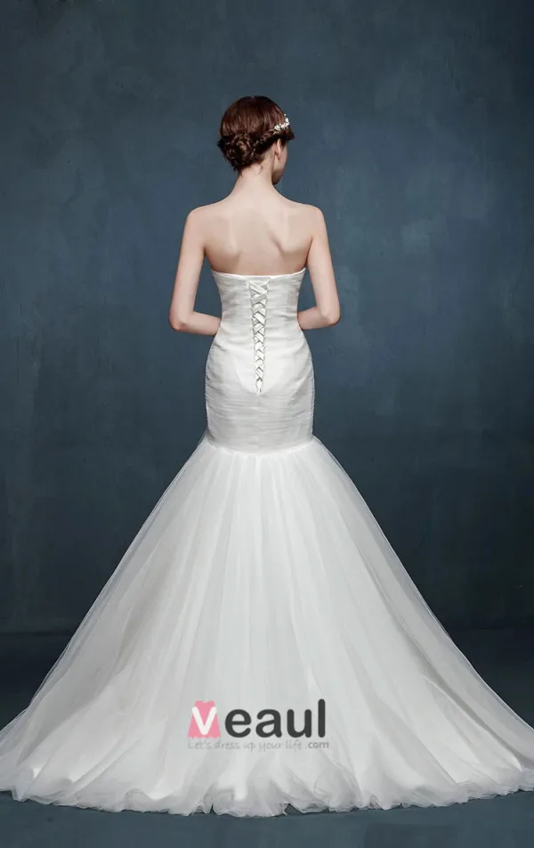 Winter Fashion Dame Simple Temperament Fishtail Nuptiale Robe De Mariée De Fuite