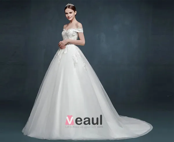 Mot Romantique Nuptiale Epaule Dentelle Robe De Mariage Nuptiale Petite Fuite