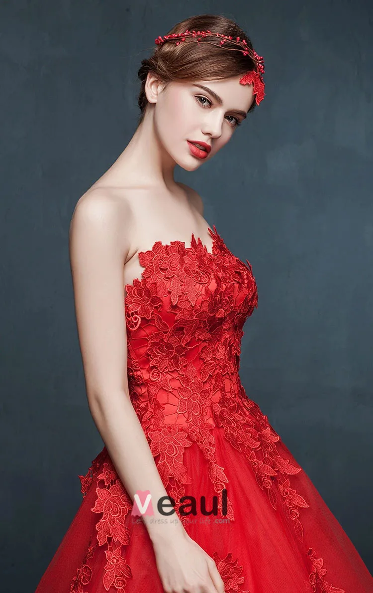 strapless open back dress Red Velvet Dress - Bridesmaid Dress main image 0