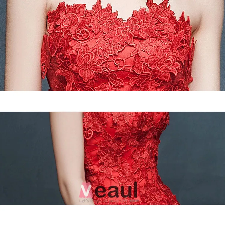 2015 Winter Red Bridal Small-Trailing Wedding Dress