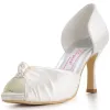 Temperament Fish Head High-heeled Satin Bridal Party Shoes Wedding Shoes