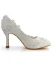 Handmade Custom Sweet High-heeled Party Shoes Lace Diamond Three-dimensional Flowers, Wedding Shoes