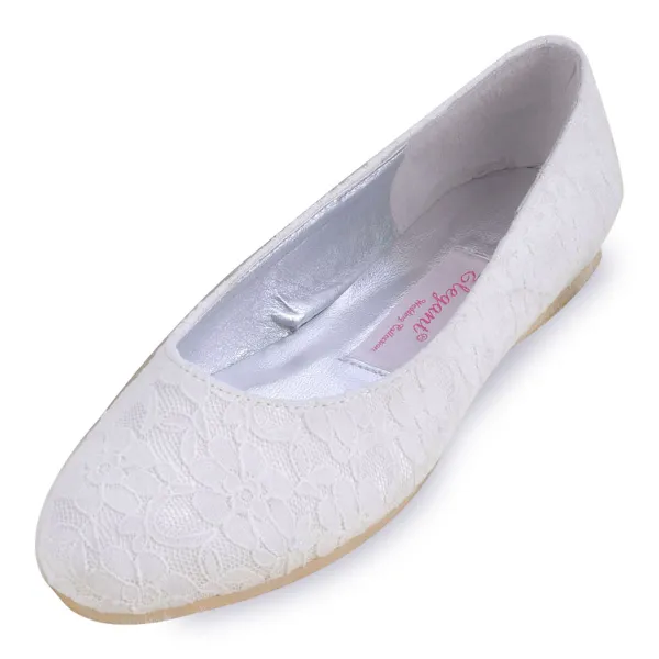 Flat Lace Satin Bridal Shoes Handmade Custom Wedding Shoes White Shoes