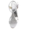 Handmade Custom Waterproof High-heeled White Satin Wedding Shoes Diamond