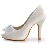 Handmade Fashion Fish Head High-heeled Satin Wedding Shoes Jane Slipper