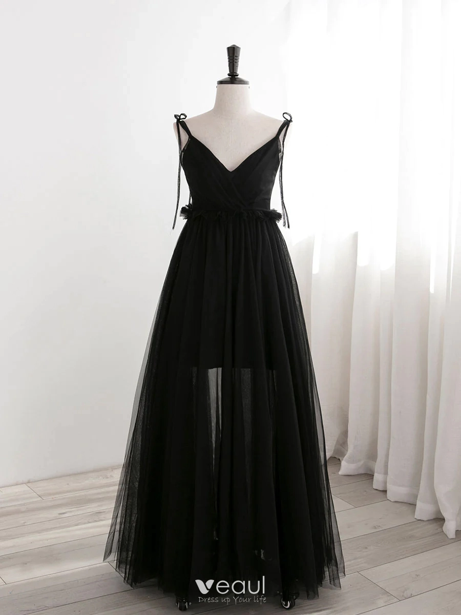 Classic Princess Ball Gown Black Spaghetti Strap Mid Length Evening Dresses  Girl Party Prom Stunning at Amazon Women's Clothing store