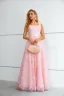 Chic / Belle Rougissant Rose Appliques Paillettes Robe De Bal 2023 Princesse Encolure Carrée Sans Manches Dos Nu Longue Promo Robe De Ceremonie