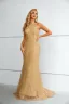 Sexy Gold Lace Sequins Evening Dresses Trumpet / Mermaid 2023 Halter Sleeveless Backless Floor-Length / Long Evening Party Formal Dresses