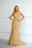 Sexy Gold Lace Sequins Evening Dresses Trumpet / Mermaid 2023 Halter Sleeveless Backless Floor-Length / Long Evening Party Formal Dresses