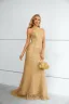 Sexy Gold Lace Sequins Evening Dresses Trumpet / Mermaid 2023 Halter Sleeveless Backless Floor-Length / Long Evening Party Formal Dresses