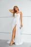 Glamorous White Prom Dresses Evening Dresses 2023 A-Line / Princess Spaghetti Straps Sleeveless Backless Floor-Length / Long Formal Dresses