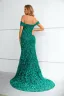 Chic / Beautiful Green Beading Lace Sequins Evening Dresses 2023 Trumpet / Mermaid Off-The-Shoulder Sleeveless Sweep Train Evening Party Formal Dresses