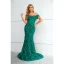 Chic / Beautiful Green Beading Lace Sequins Evening Dresses 2023 Trumpet / Mermaid Off-The-Shoulder Sleeveless Sweep Train Evening Party Formal Dresses