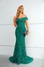 Chic / Beautiful Green Beading Lace Sequins Evening Dresses 2023 Trumpet / Mermaid Off-The-Shoulder Sleeveless Sweep Train Evening Party Formal Dresses