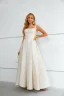 Fashion Ivory Flower Split Front Evening Dresses  Prom Dresses 2023 A-Line / Princess Spaghetti Straps Sleeveless Backless Floor-Length / Long Evening Dresses