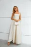 Fashion Ivory Flower Split Front Evening Dresses  Prom Dresses 2023 A-Line / Princess Spaghetti Straps Sleeveless Backless Floor-Length / Long Evening Dresses