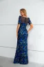 Sparkly Royal Blue Multi-Colors Sequins Evening Dresses 2023 Trumpet / Mermaid Scoop Neck Short Sleeve Floor-Length / Long Evening Party Formal Dresses
