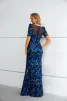 Sparkly Royal Blue Multi-Colors Sequins Evening Dresses 2023 Trumpet / Mermaid Scoop Neck Short Sleeve Floor-Length / Long Evening Party Formal Dresses