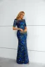 Sparkly Royal Blue Multi-Colors Sequins Evening Dresses 2023 Trumpet / Mermaid Scoop Neck Short Sleeve Floor-Length / Long Evening Party Formal Dresses