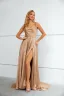 Chic / Beautiful Khaki Evening Dresses Prom Dresses 2023 A-Line / Princess Spaghetti Straps Sleeveless Backless Sweep Train Evening Party Formal Dresses