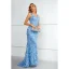Sparkly Sky Blue Beading Sequins Lace Flower Evening Dresses 2023 Trumpet / Mermaid V-Neck Sleeveless Floor-Length / Long Evening Party Formal Dresses
