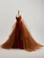 Mode Rouge Fendue devant Robe De Bal 2025 Trompette / Sirène Bretelles Spaghetti Sans Manches Dos Nu Train De Balayage Robe De Ceremonie