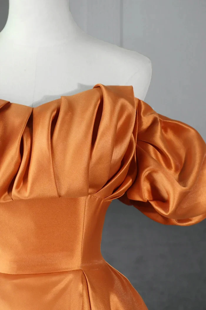 open lace back dress Primrose Orange Satin Off The Shoulder Mini Dress - US 14 main image 1