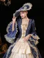 Vintage / Retro Medieval Royal Blue Prom Dresses 2023 Crossed Straps 3D Lace Puffy Floor-Length / Long Polyester Strapless 3/4 Sleeve Ball Gown Prom Formal Dresses