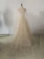 Sparkly Champagne Star Sequins Prom Dresses 2024 A-Line / Princess Scoop Neck Sleeveless Sweep Train Formal Dresses