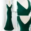 Chic / Beautiful Dark Green Satin Evening Dresses 2022 Trumpet / Mermaid V-Neck Sleeveless Beading Tassel Backless Floor-Length / Long Formal Dresses