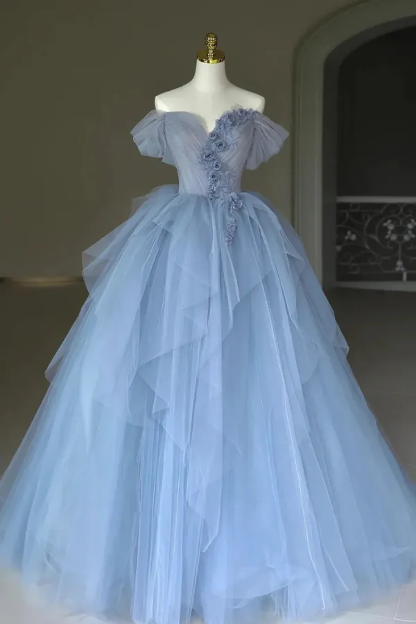 Modest Sky Blue 3D Lace Appliques Cascading Ruffles Prom Dresses 2024   Lggw4f8hs6 K O Wca2 H @600w 